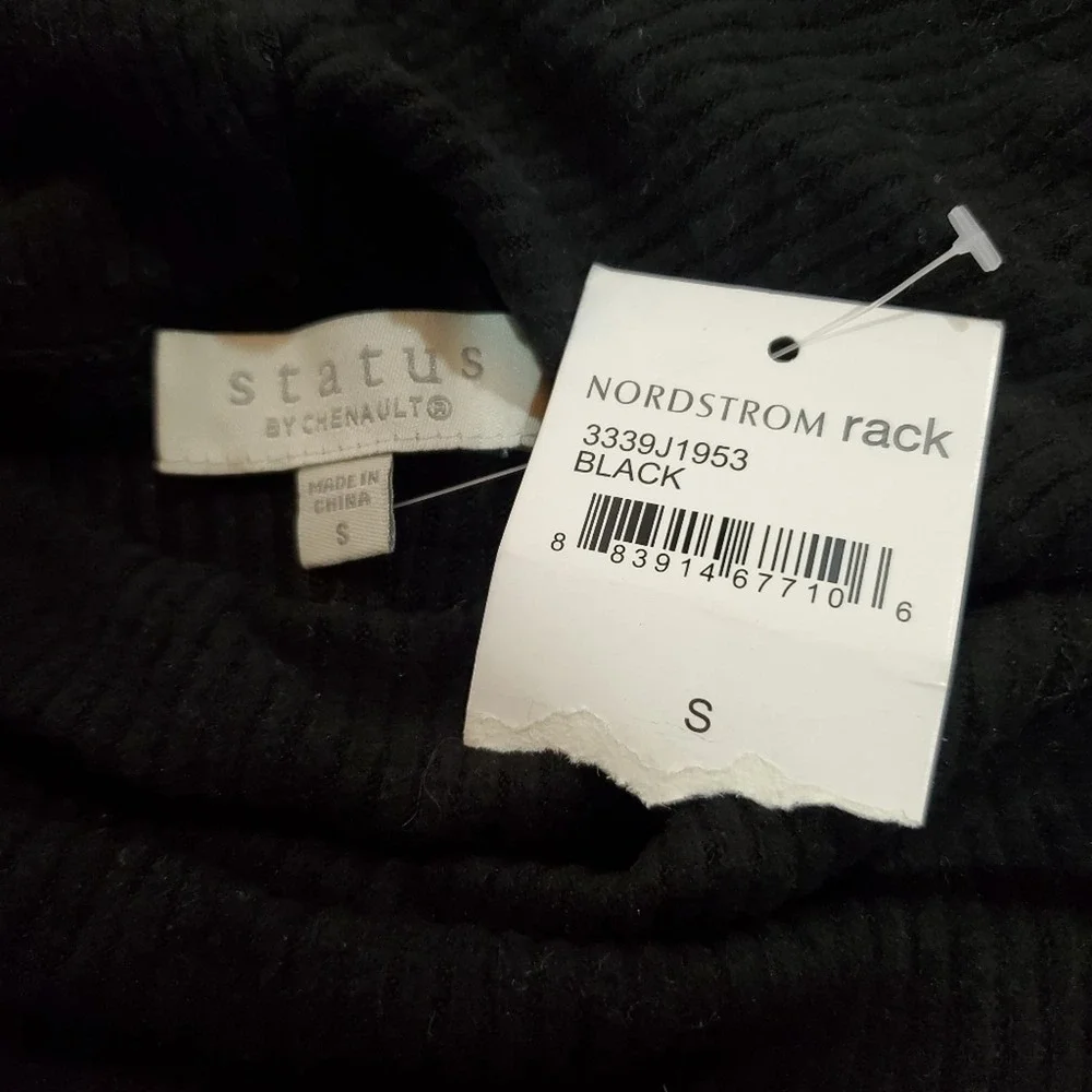Status by Chenault Sweater Womens Small Ribbed Cowl Neck Black Oversized Soft